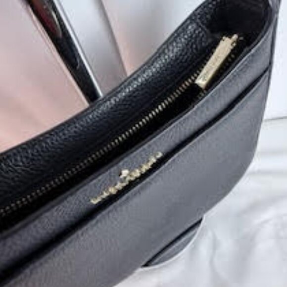 Kate Spade New York Pebbled Leather Crossbody Bag Black | Gold Hardware Detail - Picture 6 of 12